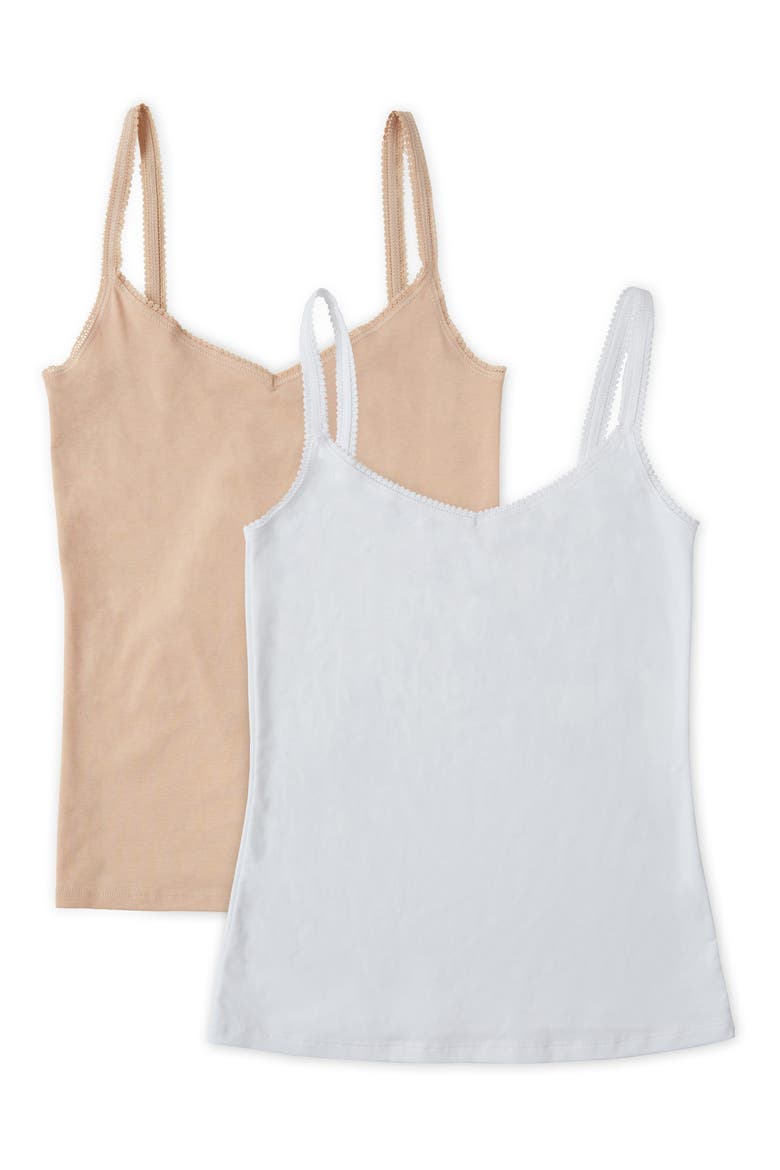 2-Pack Cabana Cotton Reversible Camisoles, Main, color, CHAMPAGNE/ WHITE