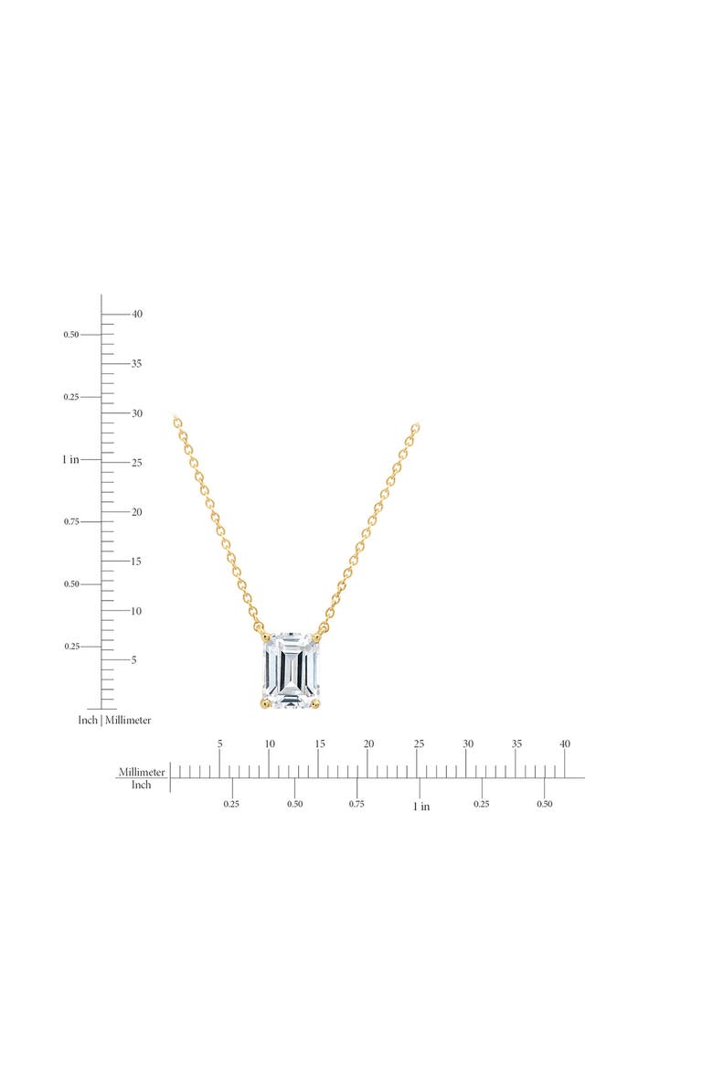 Emerald Cut Cubic Zirconia Pendant Necklace, Alternate, color, 18KYG/ CLEAR STONE