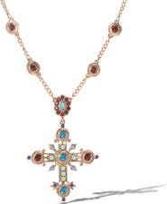 Jessica Simpson Crystal Gold-Tone Cross Pendant Necklace