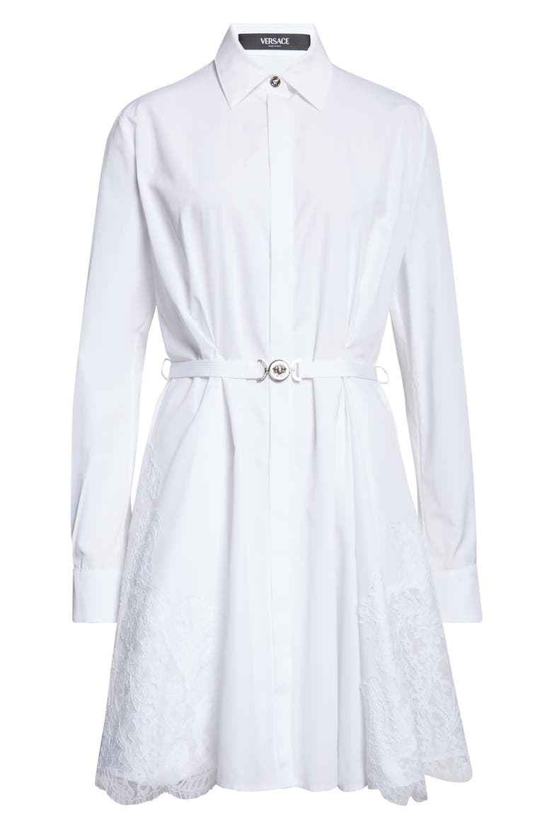 Belted Long Sleeve Cotton Poplin Shirtdress, Alternate, color, OPTICAL WHITE