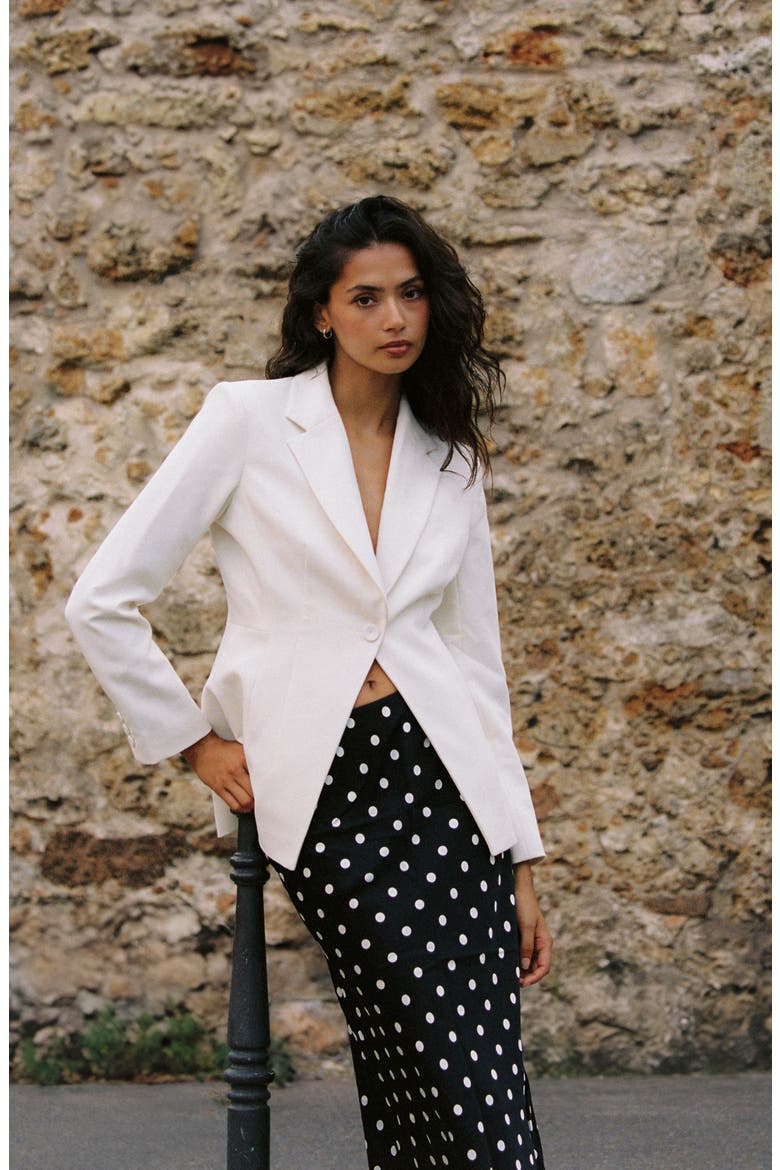 Azra Cinched One-Button Blazer, Alternate, color, PORCELAIN MULTI