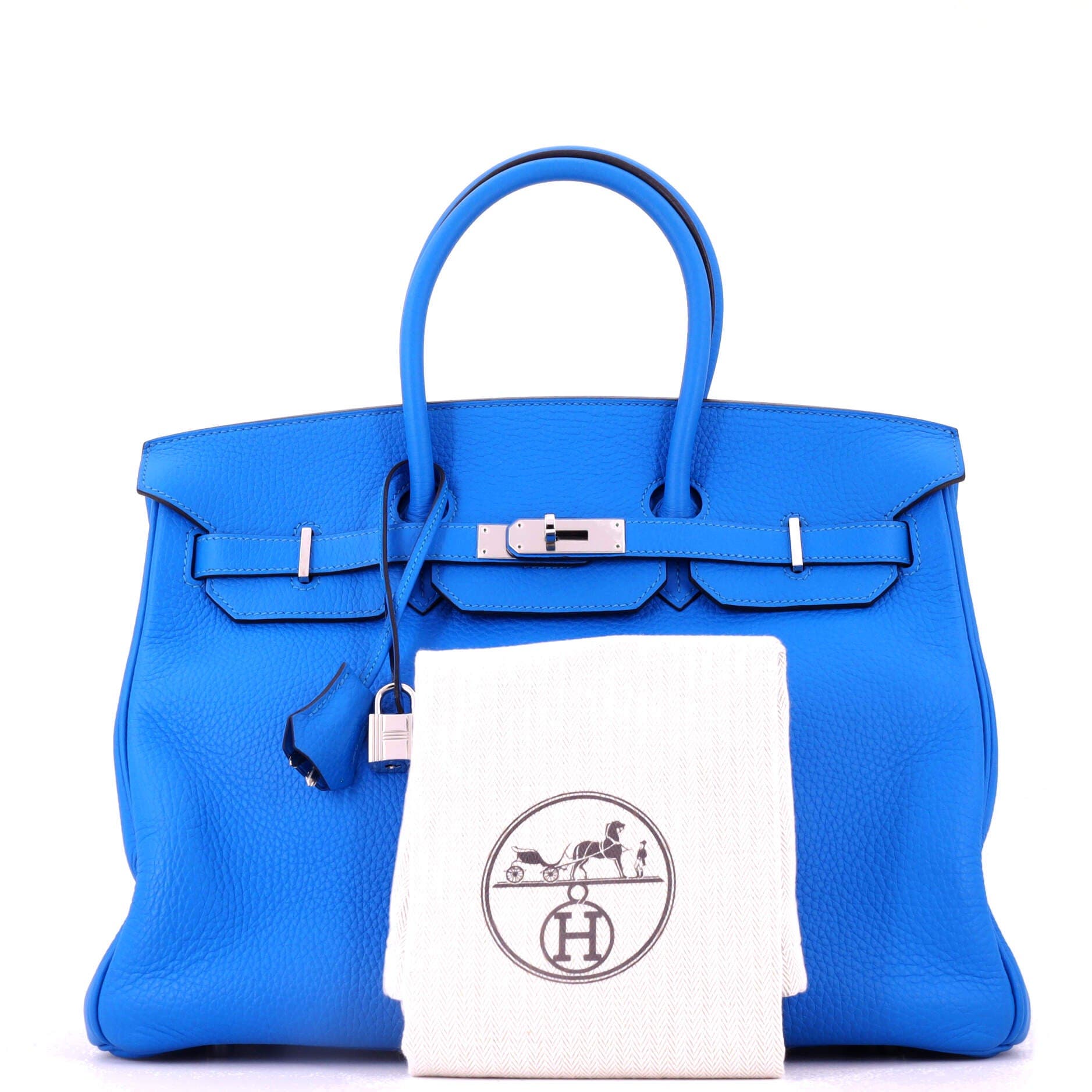 Birkin Handbag Blue Clemence with Palladium Hardware 35, Alternate, color, Blue