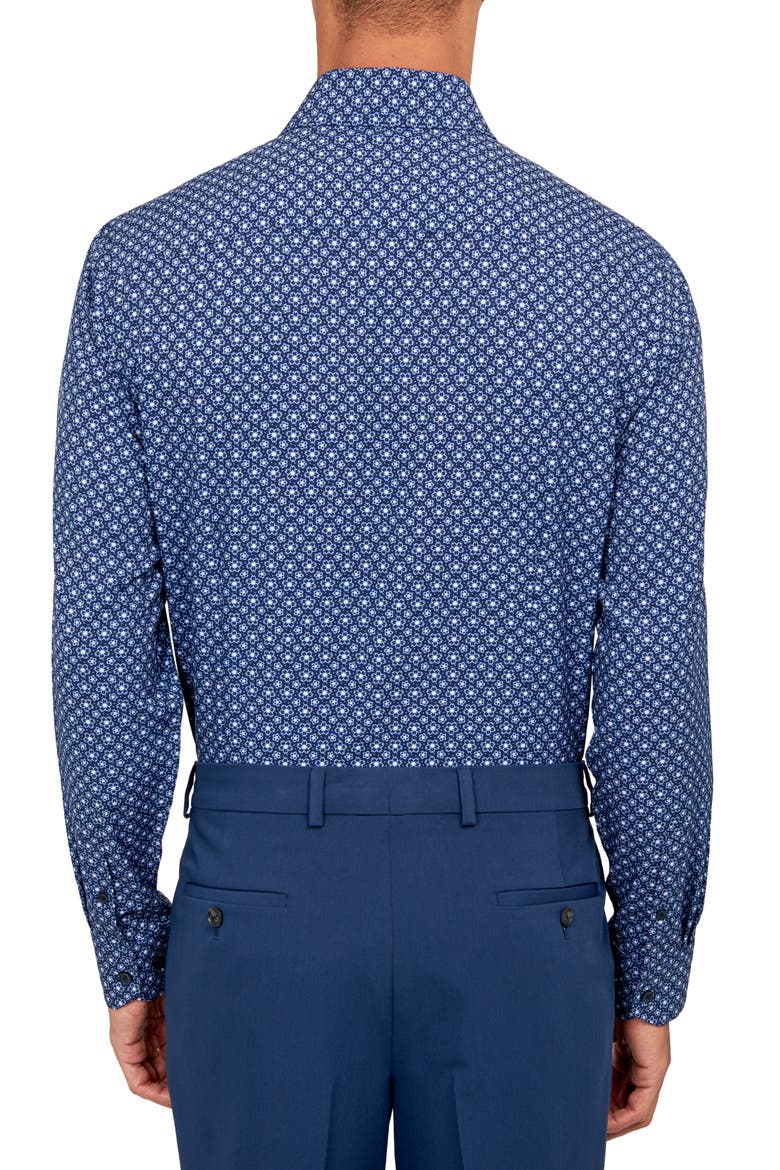 Sketch Floral Performance Dress Shirt, Alternate, color, NAVY