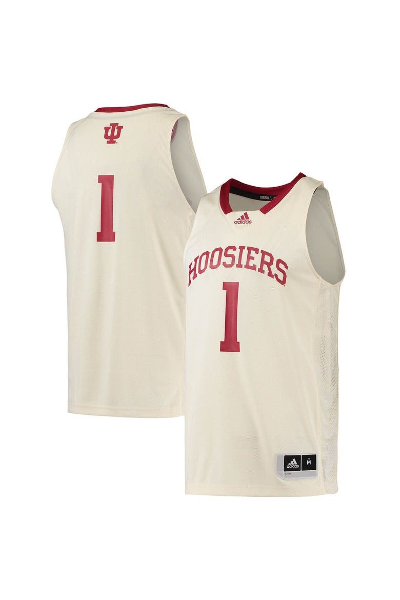 Men's adidas #1 Cream Indiana Hoosiers Swingman Basketball Jersey, Main, color, Cream