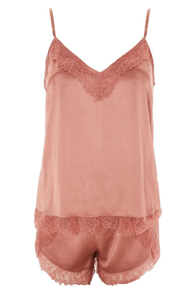 Ella Lace Short Pajama Set, Alternate, color, RUST