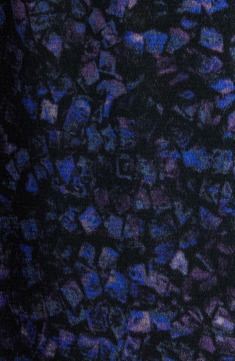 Isabel Marant Sima Mosaic Print Stretch Crepe Shirt, Alternate, color, Midnight