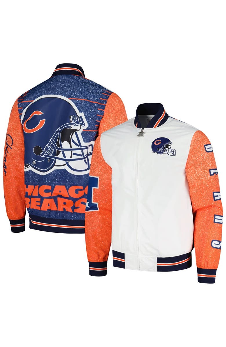 Mitchell & Ness Men's Mitchell & Ness  White Chicago Bears Team Burst Warm-Up Full-Zip Jacket, Alternate, color, 