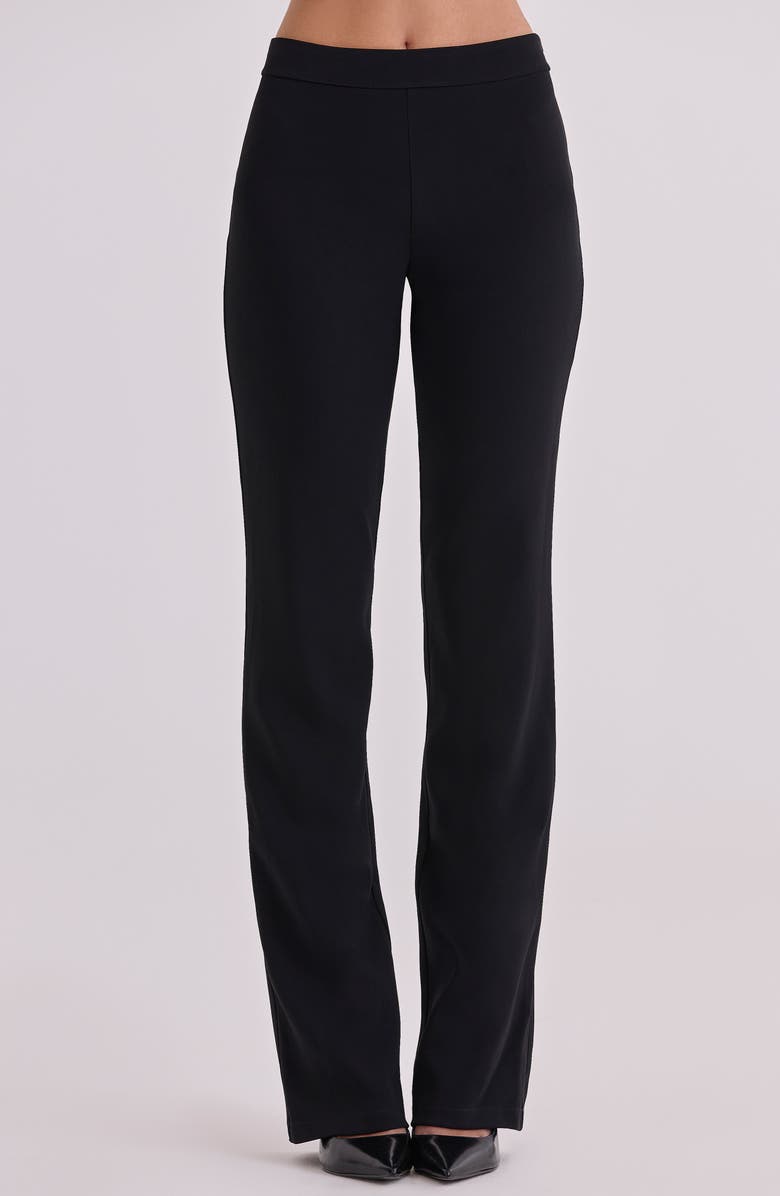 HOUSE OF CB Chiara Straight Leg Crepe Trousers, Main, color, Black