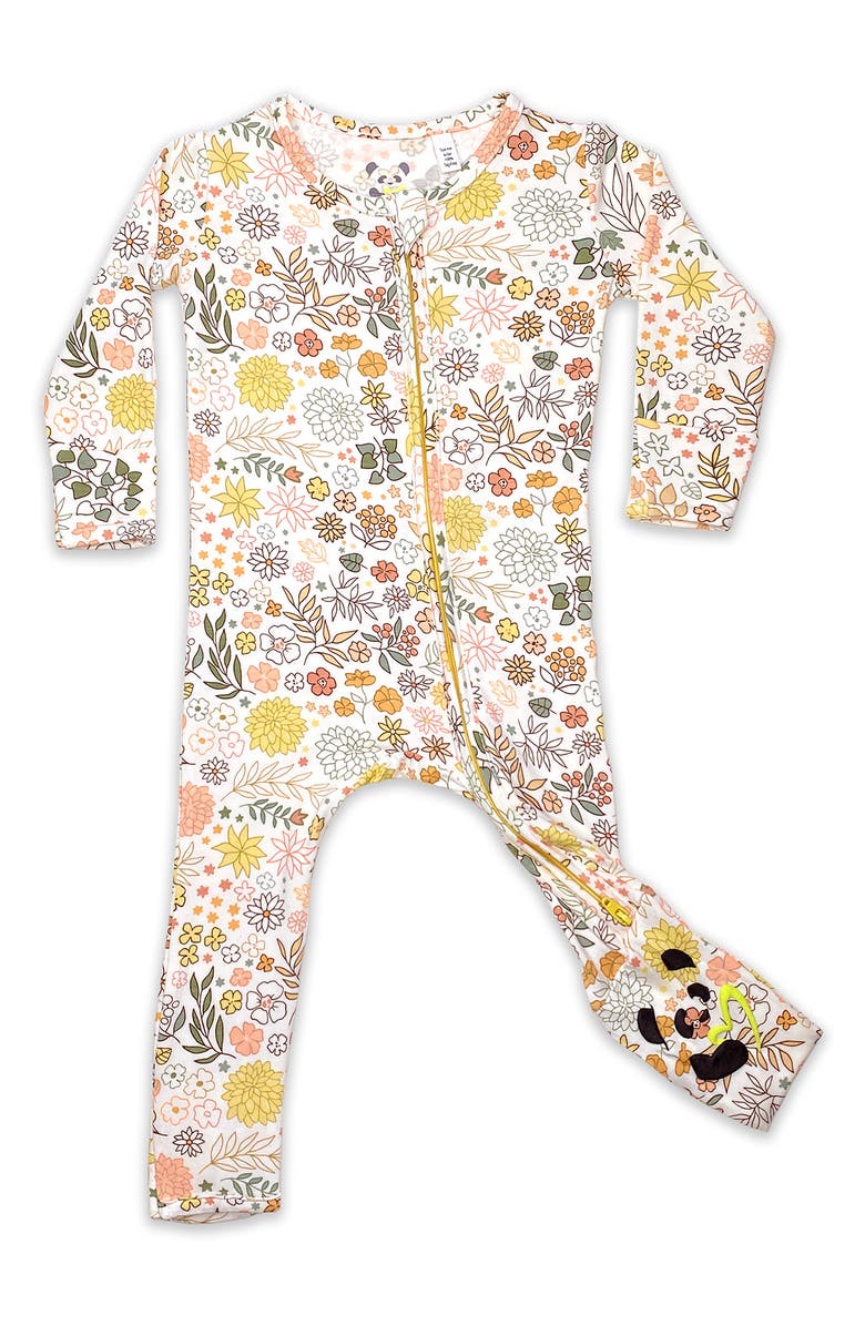 Bellabu Bear Kids' Fall Floral Fitted One-Piece Convertible Pajamas, Main, color, 