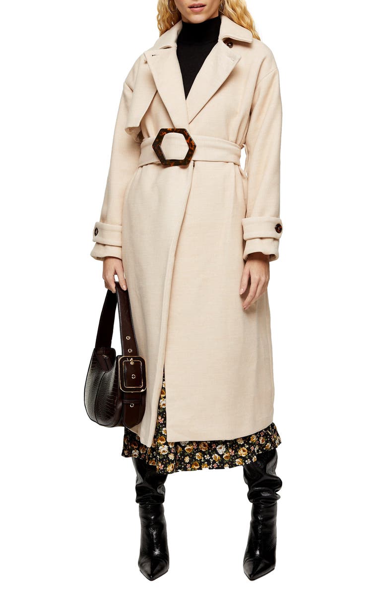 Topshop Marsha Longline Belted Coat, Main, color, 