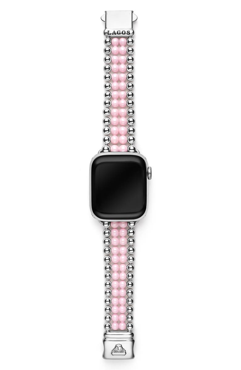 LAGOS Smart Caviar Infinite Pink Ceramic Apple Watch<sup>®</sup> Watchband, Alternate, color, Pink/ Silver