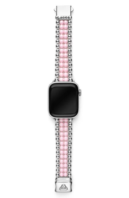 Lagos Smart Caviar Infinite Pink Ceramic Apple Watch® Watchband In Pink/silver