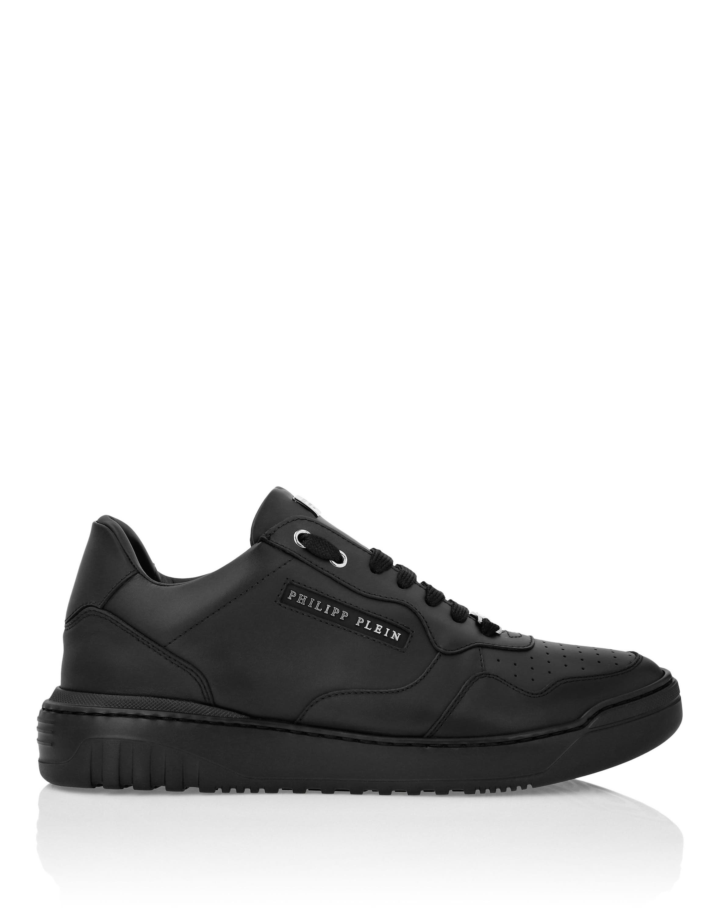 Nappa Leather Low Top Sneakers Lettering Luxe Men, Alternate, color, black/black