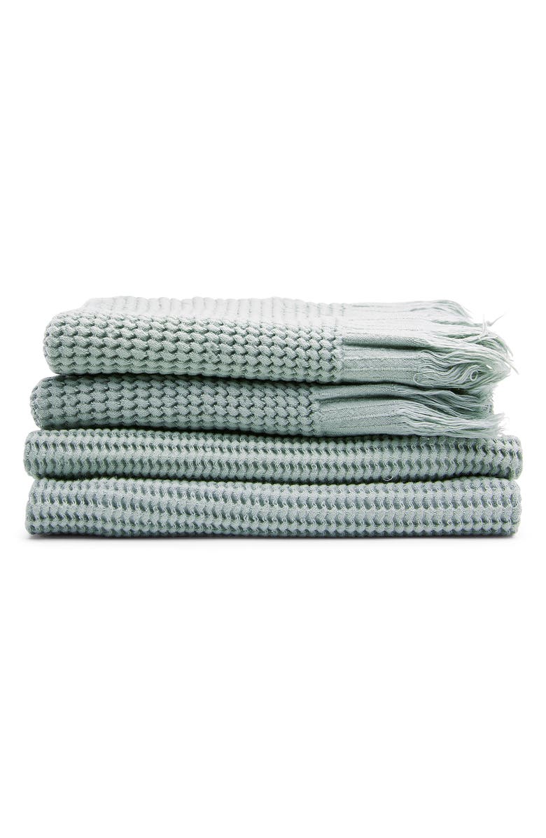 House No.23 Ella Waffle Towel, Main, color, Sage