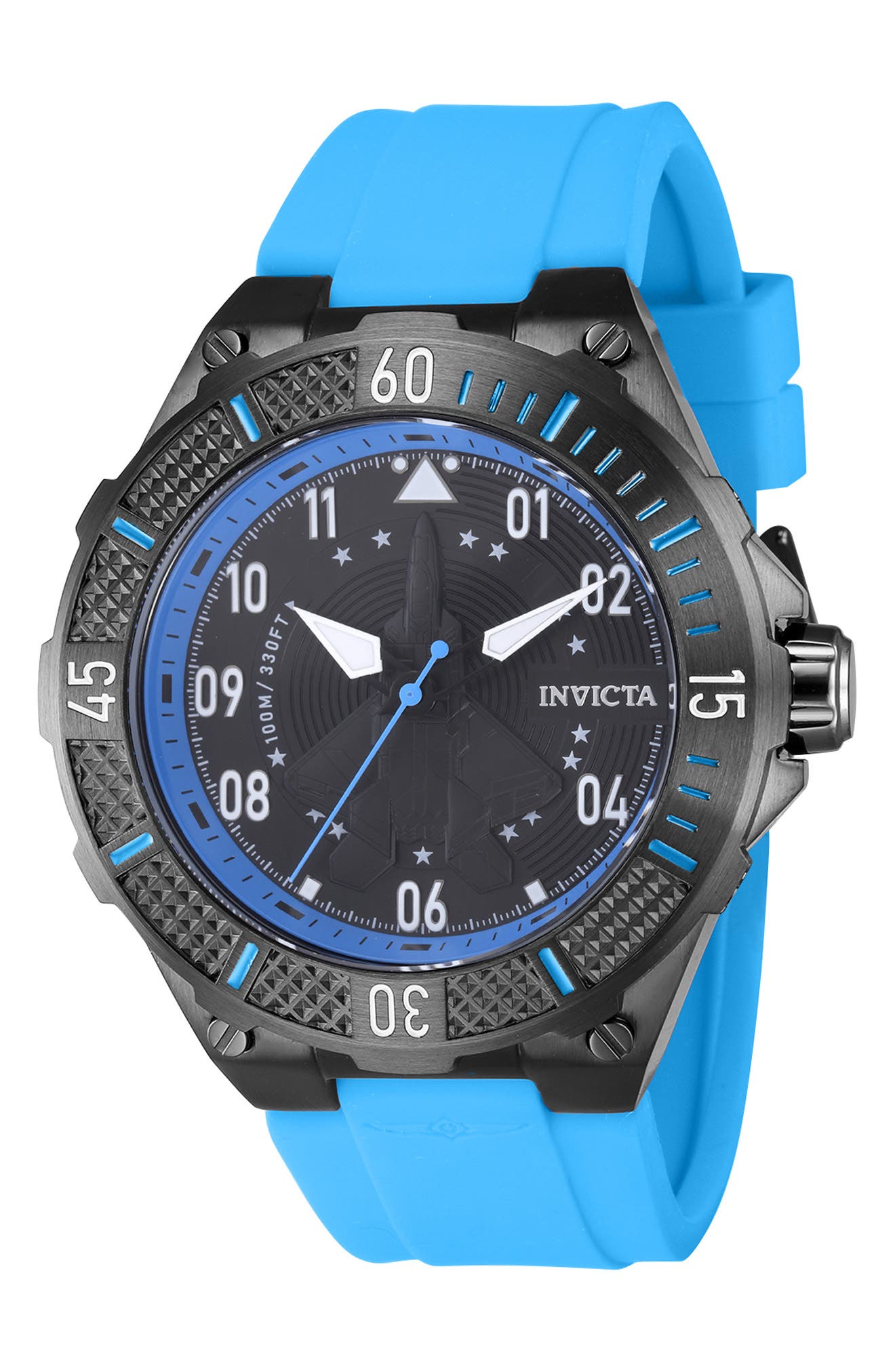 Aviator Quartz Silicone Strap Watch, 50mm