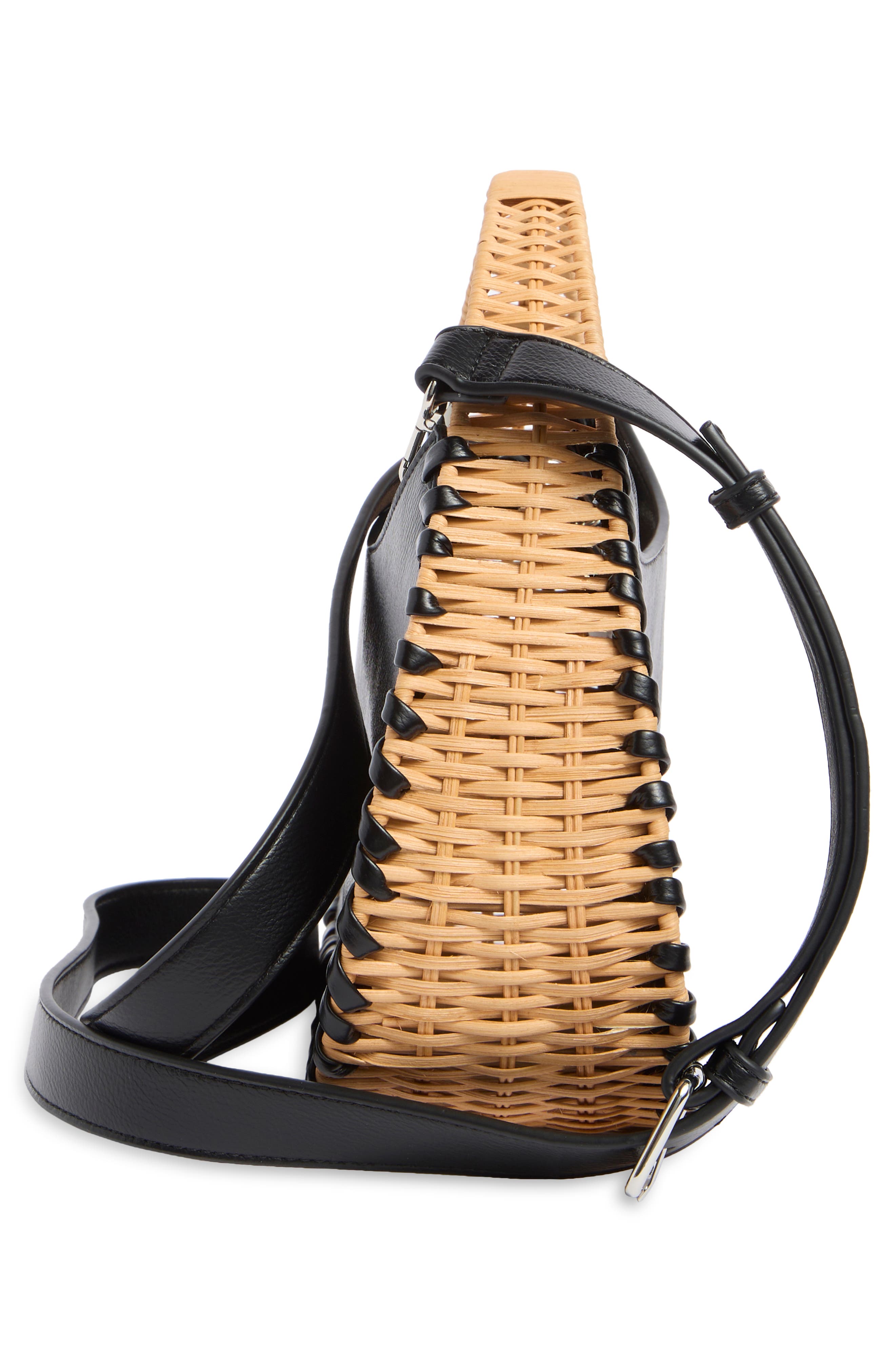 BCBG Wicker Whipstitch Tote Bag, Alternate, color, Natural Black