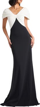 Tadashi Shoji Colorblock Twist Front Gown