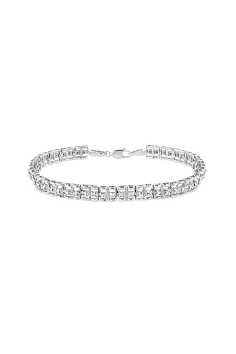 .925 Sterling Silver 1/10 Cttw Diamond Double-Link Tennis Bracelet, Main, color, Silver