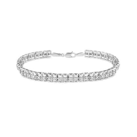 .925 Sterling Silver 1/10 Cttw Diamond Double-Link Tennis Bracelet
