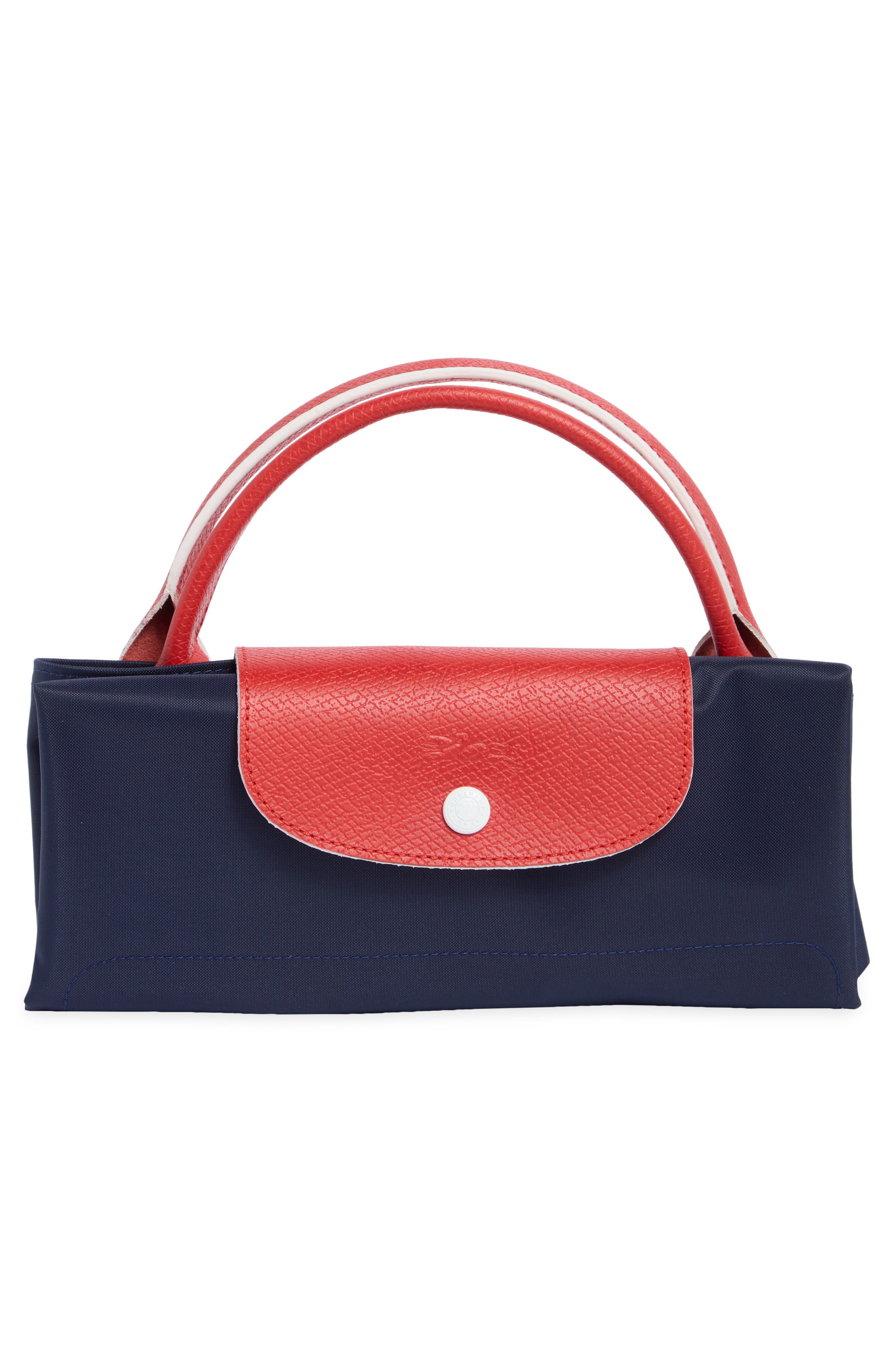 Longchamp My Pliage Club Travel Bag, Alternate, color, Navy/ Vermillion