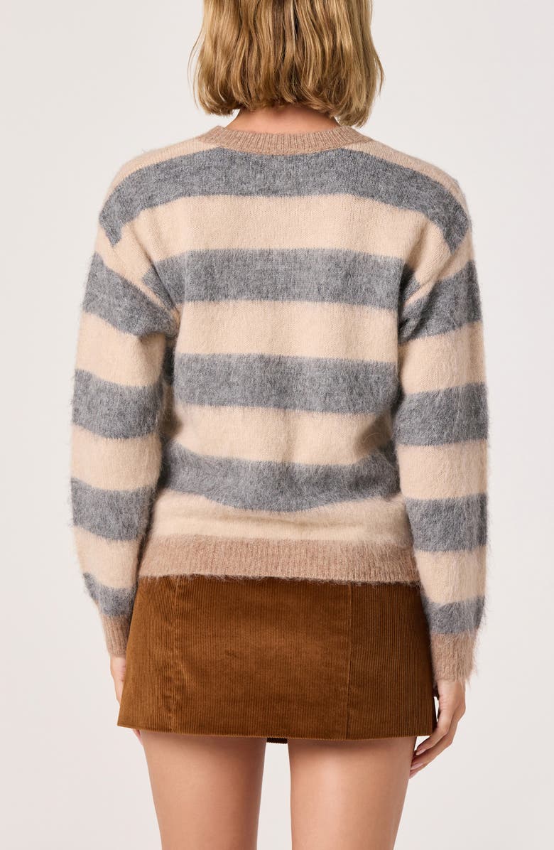 ASTR the Label Fuzzy Stripe Crewneck Sweater, Alternate, color, Grey Tan