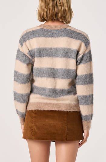 Fuzzy Stripe Crewneck Sweater