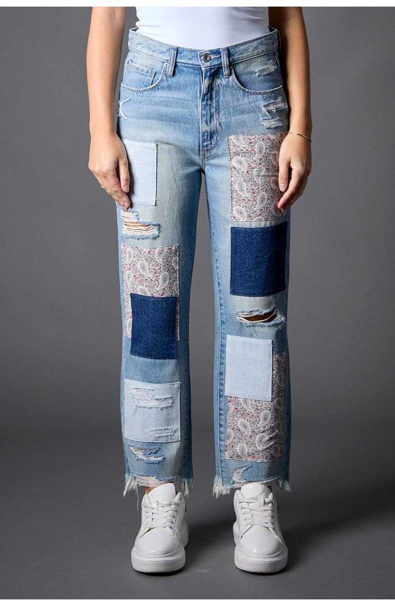BLUE REVIVAL Paisley Patchwork Straight Leg Jeans, Main, color, Miami Patchwork