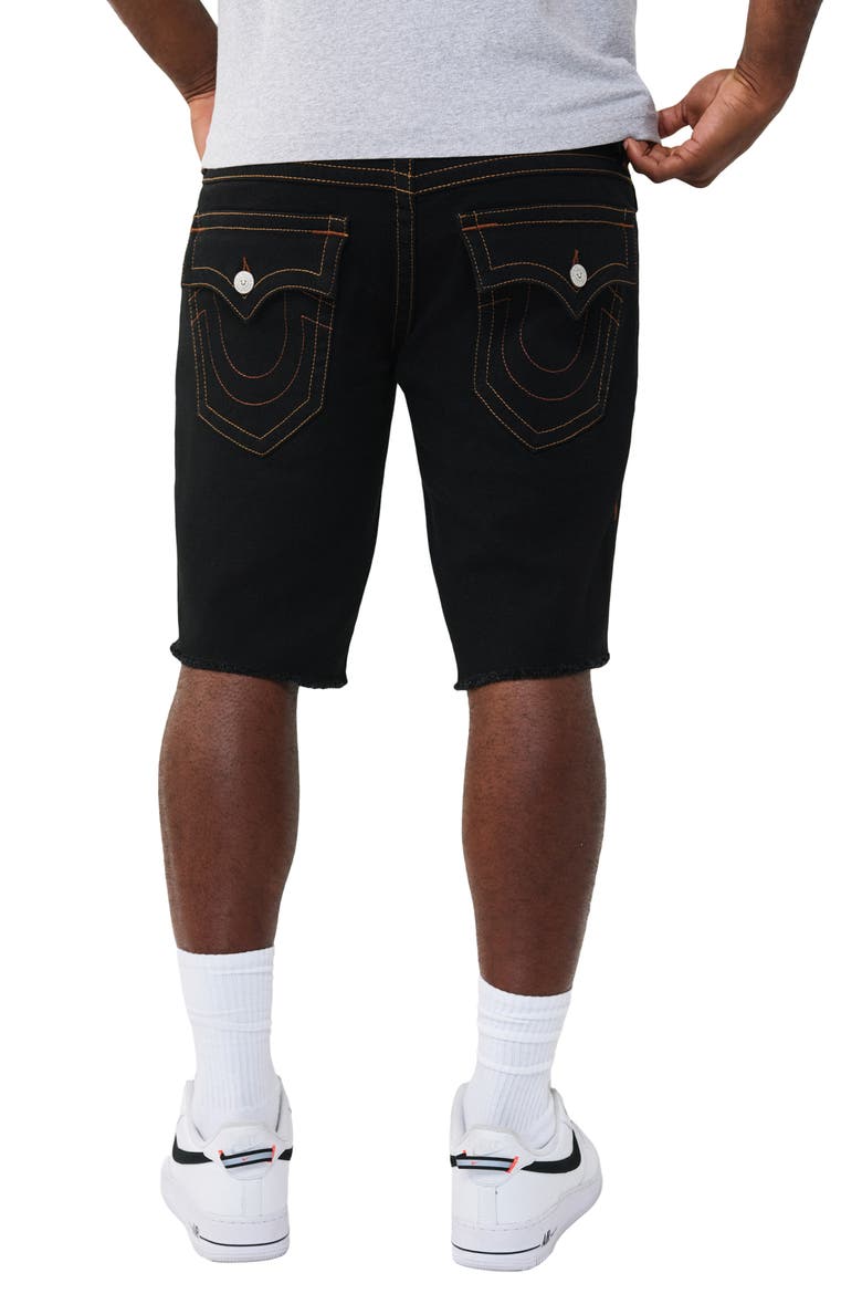 Ricky Frayed Hem Snap Flap Straight Denim Shorts, Alternate, color, BLACK RINSE