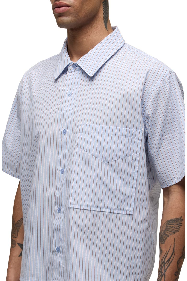 Rex Short Sleeve Cotton Button-Up Shirt, Alternate, color, BLUE STRIPE