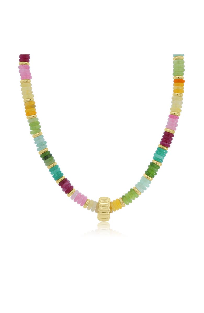 The Lovery Fine Jewelry Rainbow Bead Rondel Necklace, Main, color, Rainbow