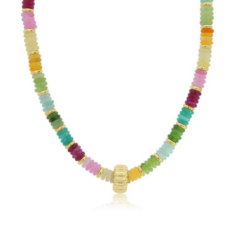 Rainbow Bead Rondel Necklace