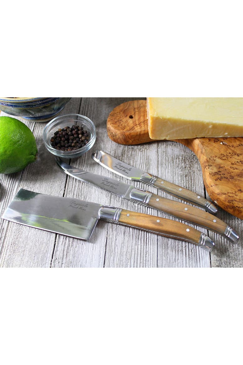 3-Piece Laguiole Connoisseur Olive Wood Cheese Set, Alternate, color, OLIVE WOOD