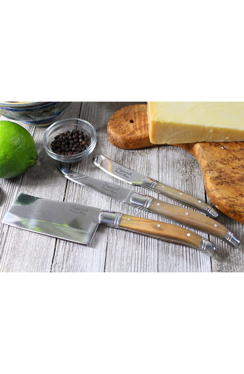 FRENCH HOME 3-Piece Laguiole Connoisseur Olive Wood Cheese Set, Alternate, color, Olive Wood