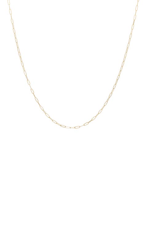 Mini Paperclip Chain in 14K Gold
