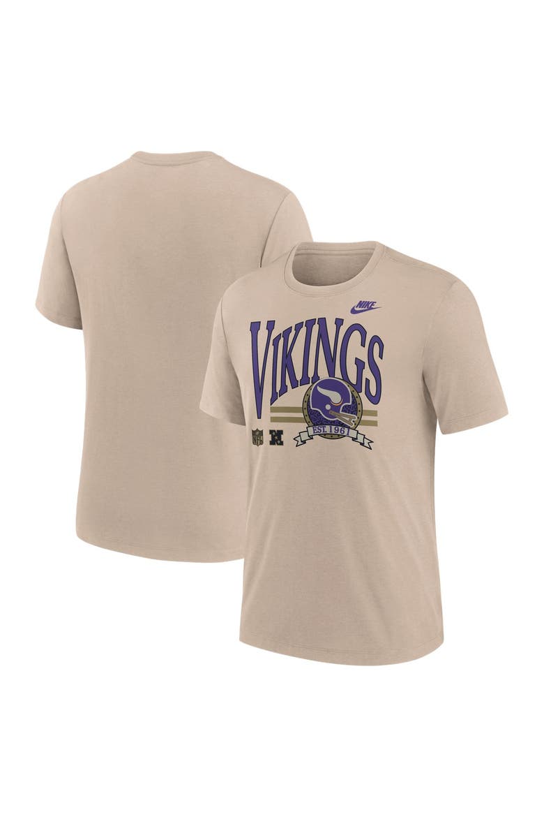 Men's Nike Sand Minnesota Vikings Rewind Tri-Blend T-Shirt, Main, color, Sand