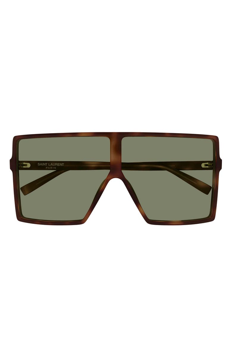 Saint Laurent 68mm Oversize Flat Top Sunglasses, Main, color, Havana