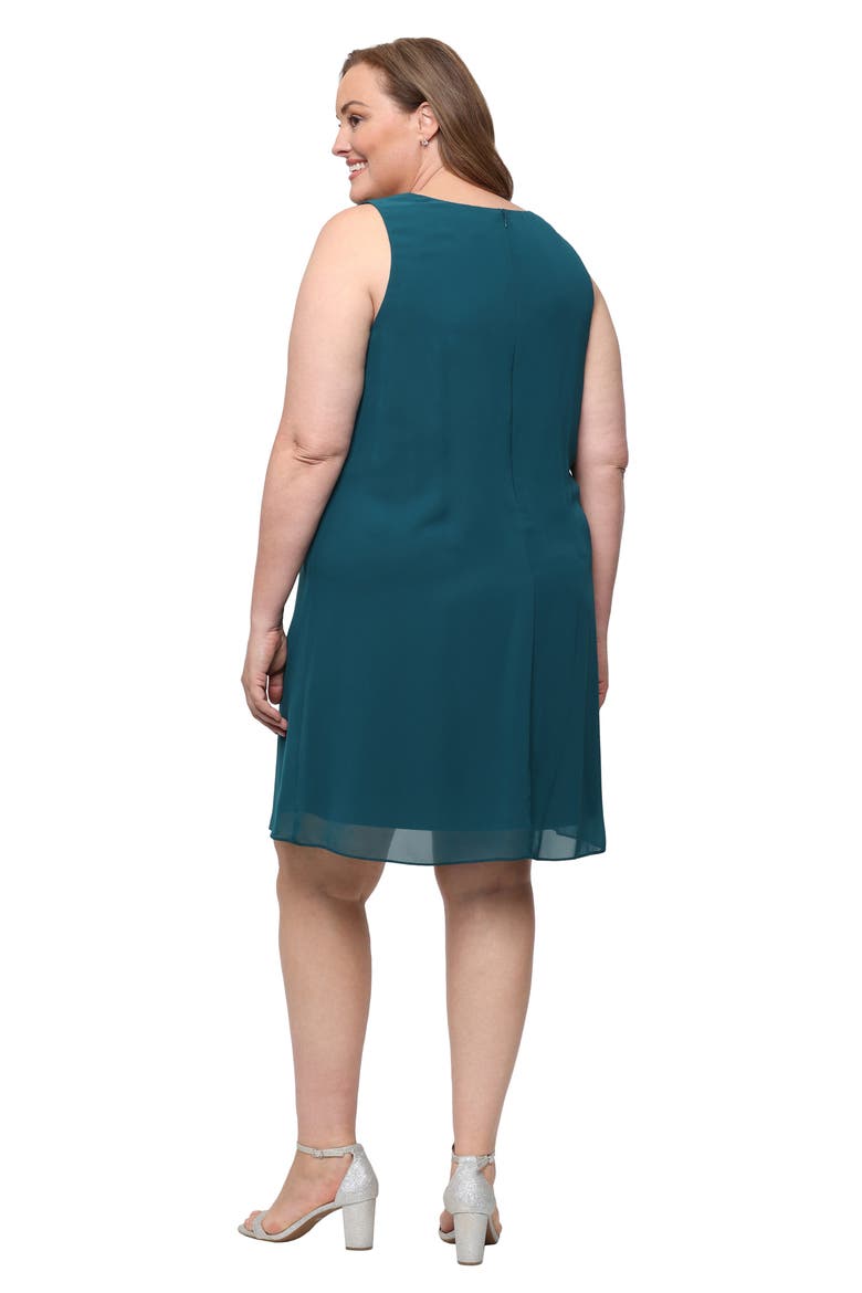 Chiffon Sleeveless Dress with Beaded Jacket, Alternate, color, MALLARD