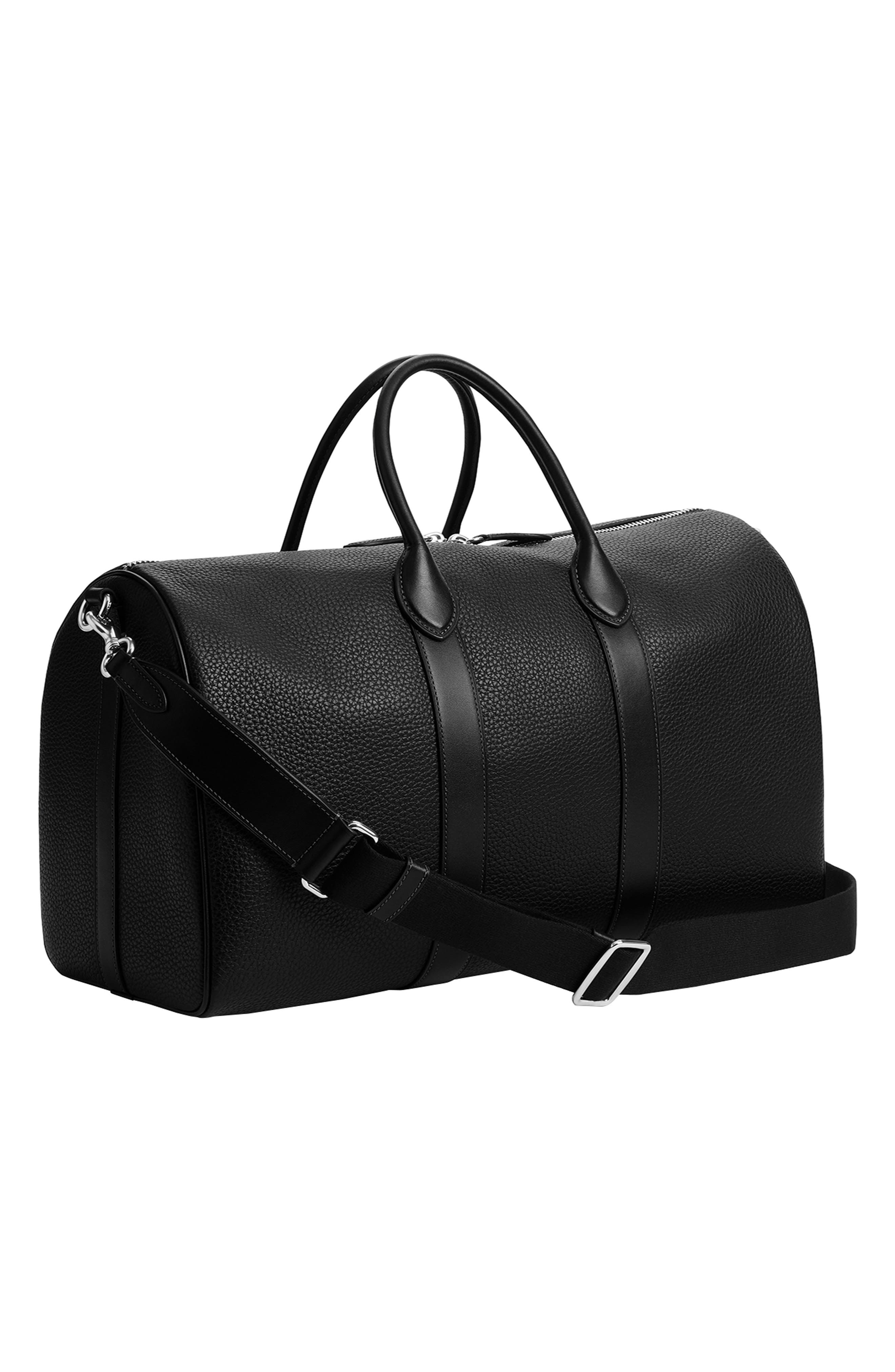 COACH Compass 45 Leather Duffle Bag, Alternate, color, Black