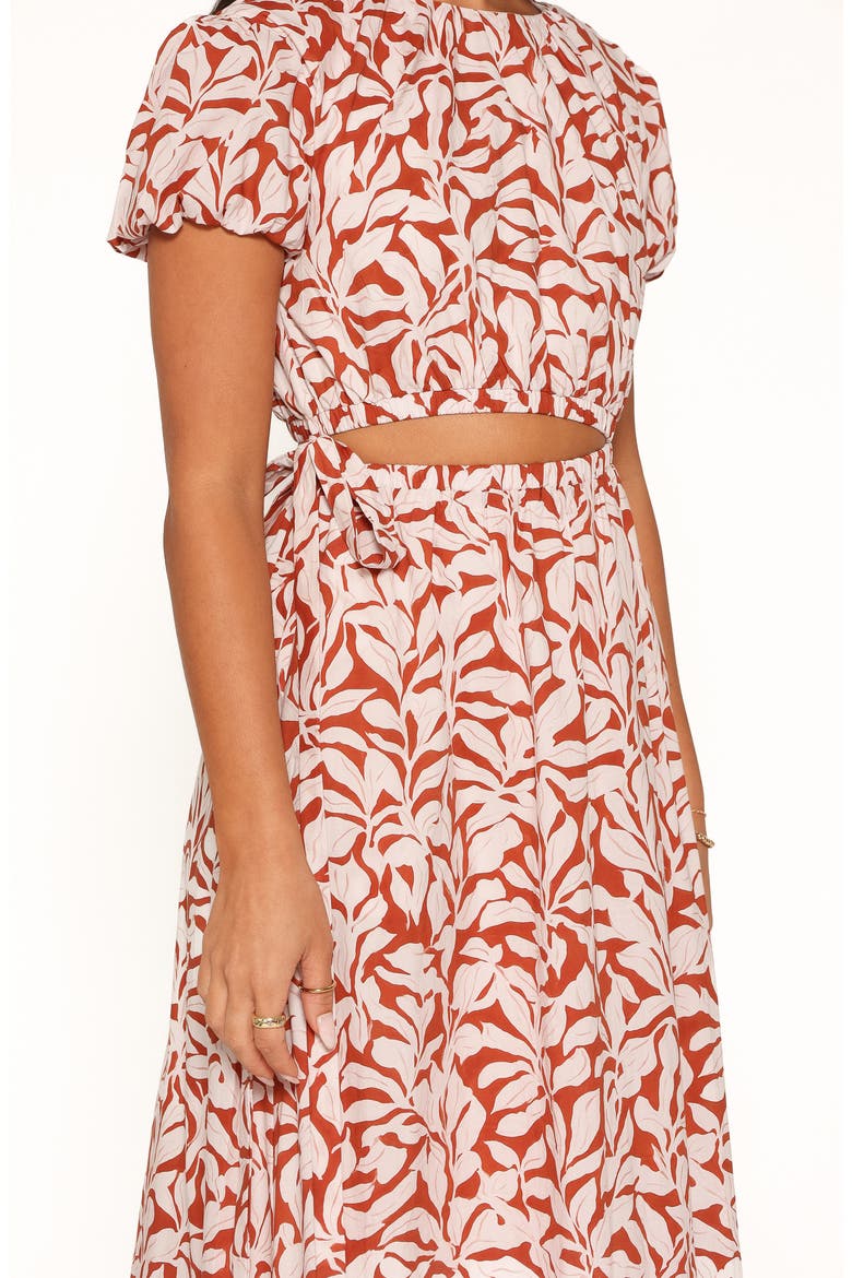 Toria Floral Cutout Cotton Maxi Dress, Alternate, color, RED FLORAL