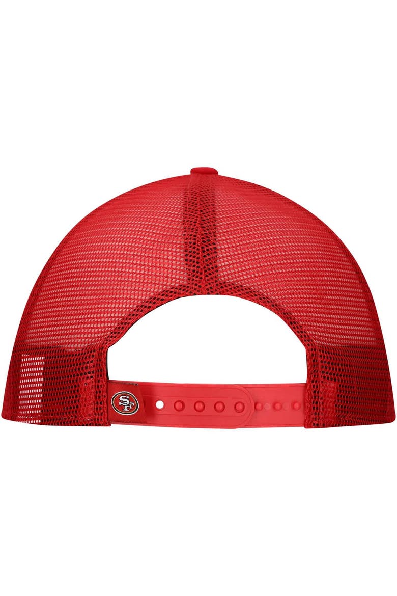 Men's New Era White/Scarlet San Francisco 49ers Distressed 9FIFTY A-Frame Snapback Hat, Alternate, color, White