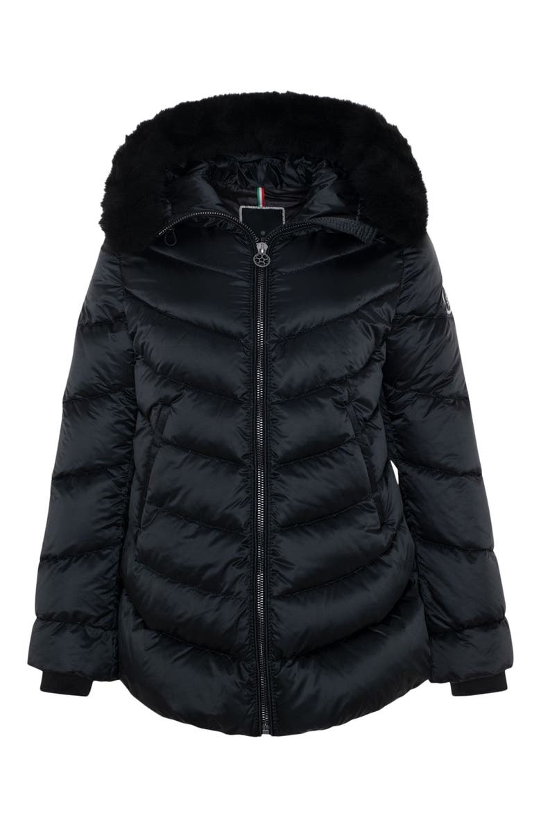 GORSKI Apres-Ski Jacket With Detachable Hood Trim, Alternate, color, Black/Black