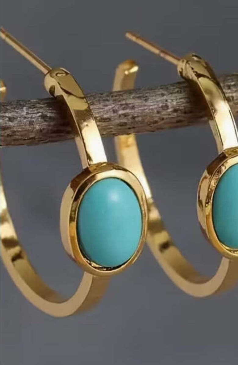 Erin McDermott Jewelry Turquoise Oval Mini Hoops, Alternate, color, 