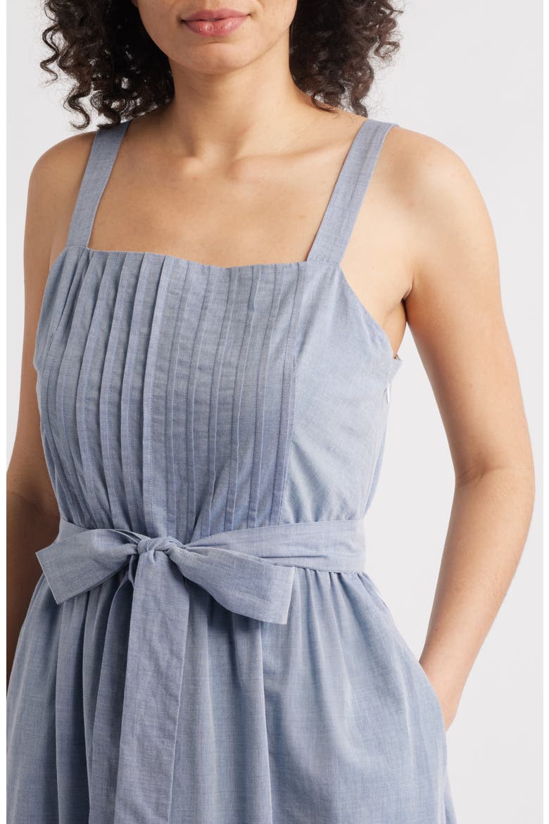 Embroidery Detail Cotton Dress, Alternate, color, DENIM/ IVORY