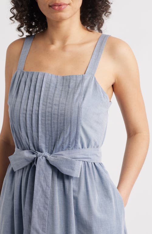 Julia Jordan Embroidered Denim Midi Dress In Denim/ivory