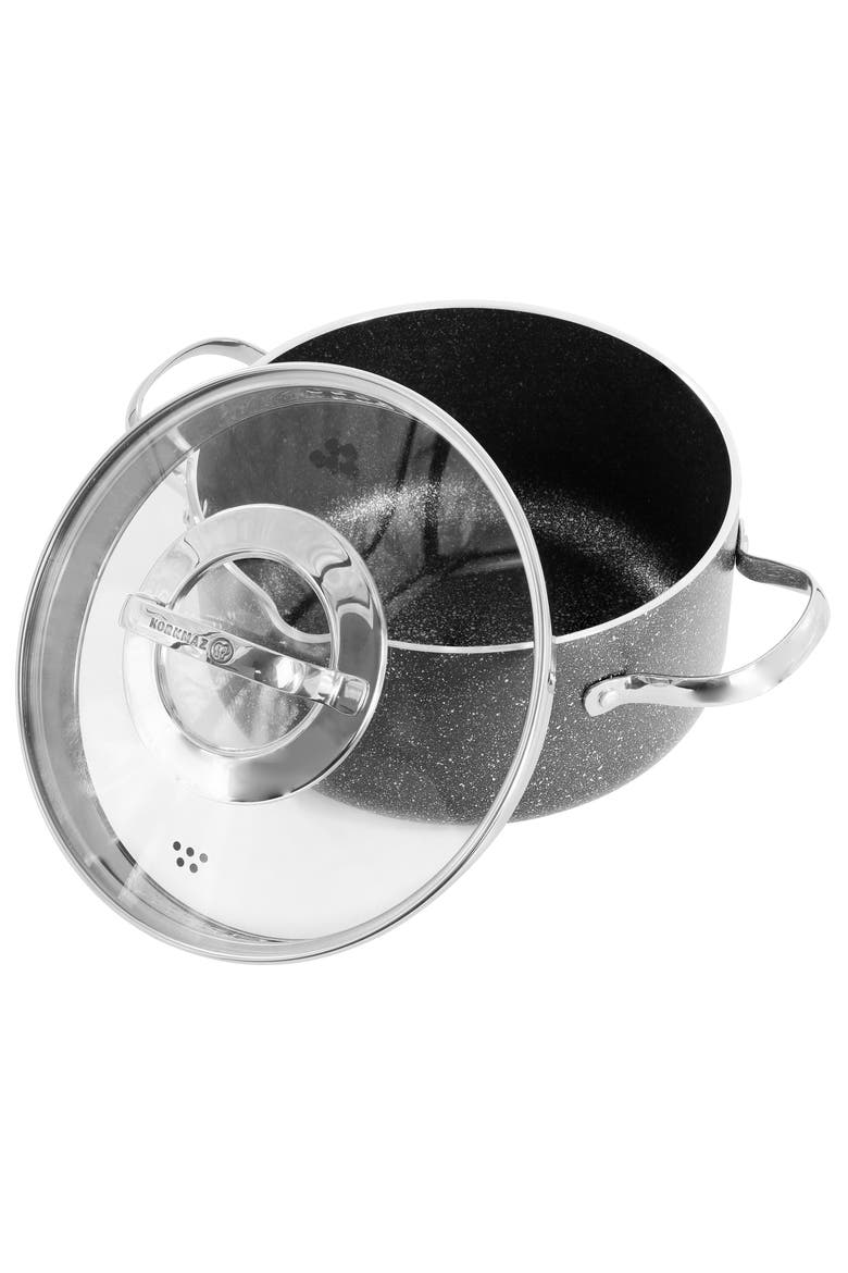 Galaksi Non Stick 8 Inch 3 Liter Casserole with Lid, Alternate, color, Black