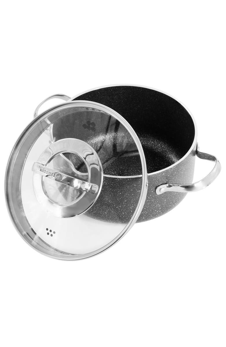 Korkmaz Galaksi Non Stick 8 Inch 3 Liter Casserole with Lid, Alternate, color, Black