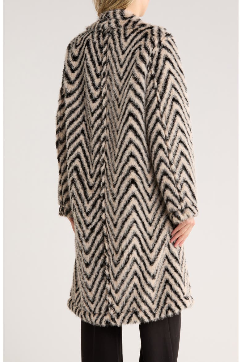 Chevron Faux Fur Coat, Alternate, color, IVORY/ LIGHT BEIGE/ BLACK