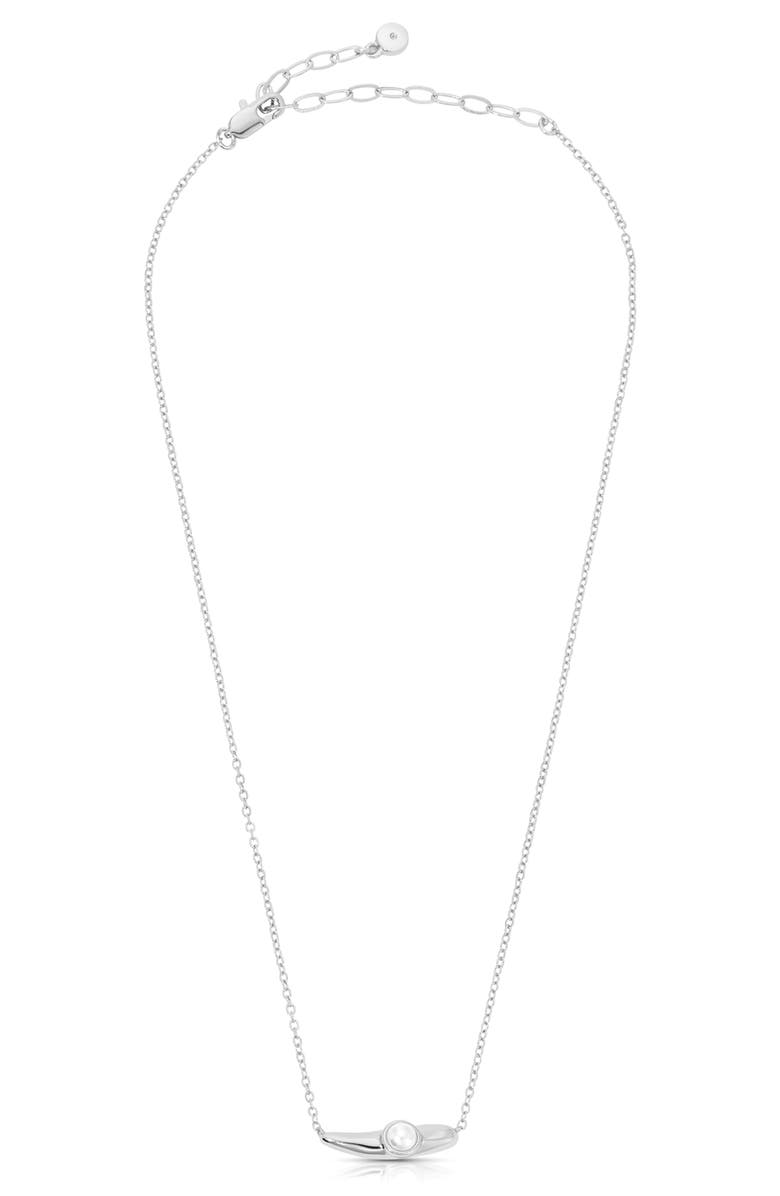 Ettika Liquid Faux Pearl Pendant Necklace, Main, color, Silver