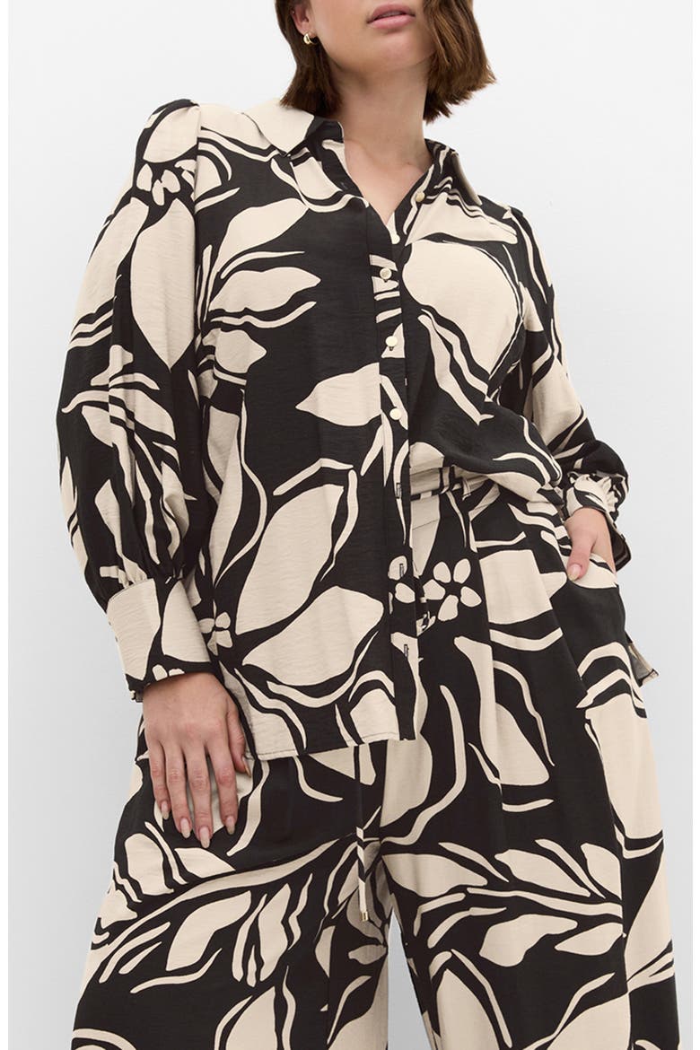 Rosabella Floral Button-Up Shirt, Main, color, MONO PRINT