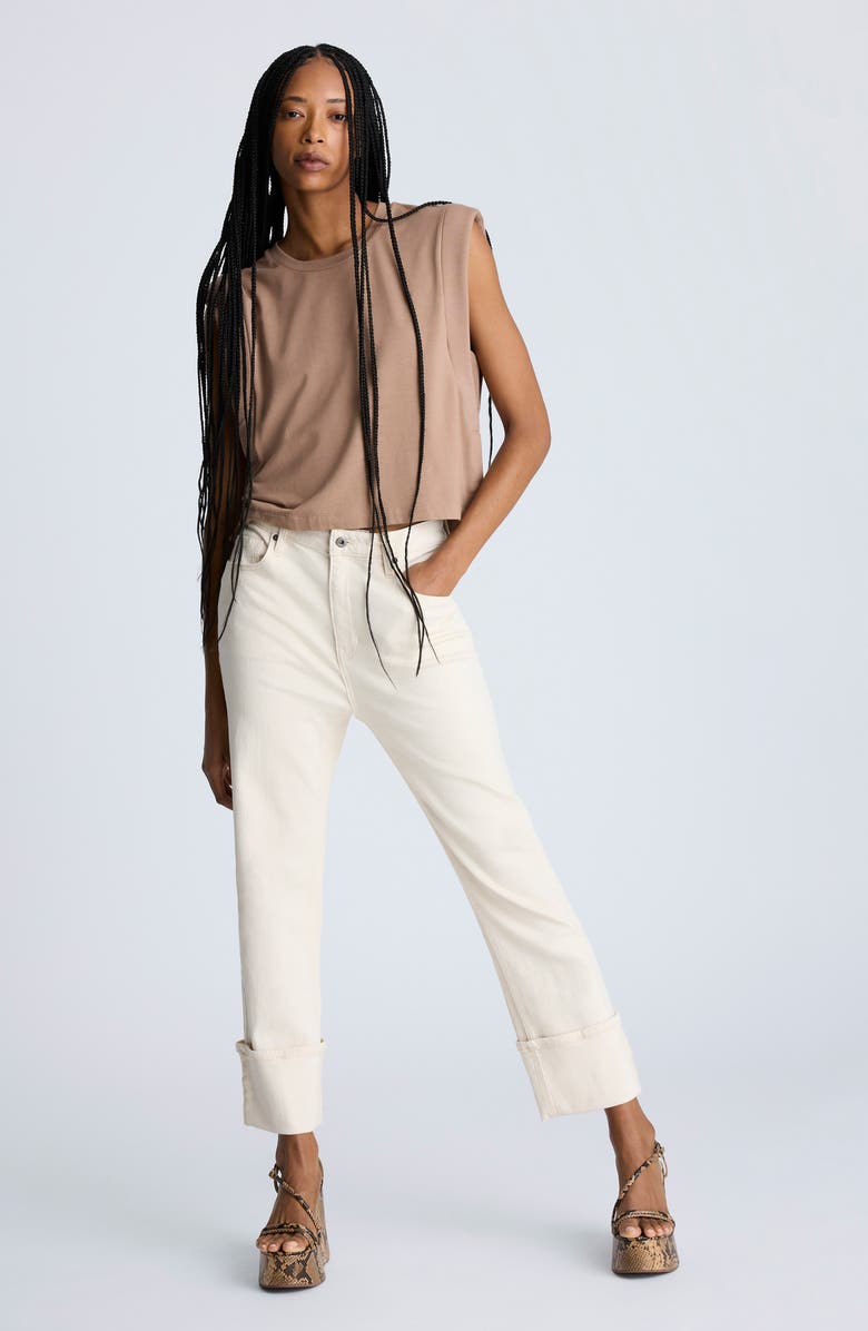 Kenneth Cole Straight Leg Wide Cuff Jeans, Alternate, color, Ecru Wash